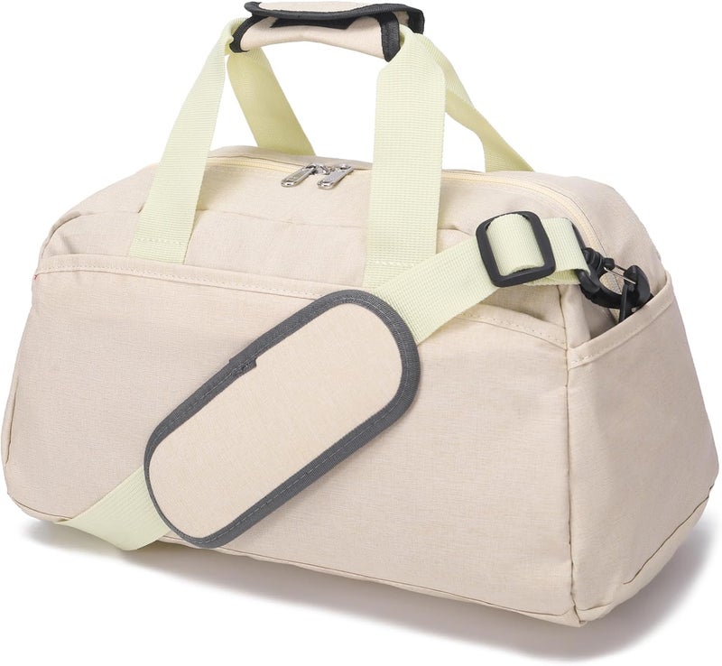 Ineetatu 14 inch Small Gym Bag for Women & Men, Mini Duffel Bag for Travel Sports Lightweight Carry On Bag (Beige) - Image 1